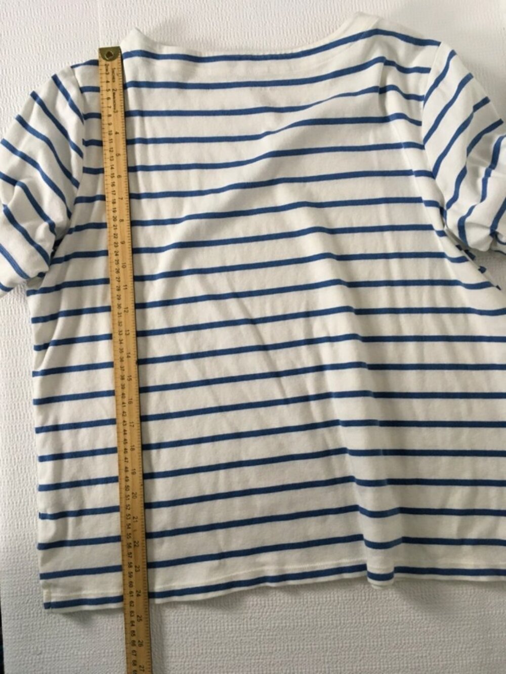 CJ Banks Top Women Size 1X White w Blue Stripes Short Sleeve T shirt Round Neck - Picture 11 of 14